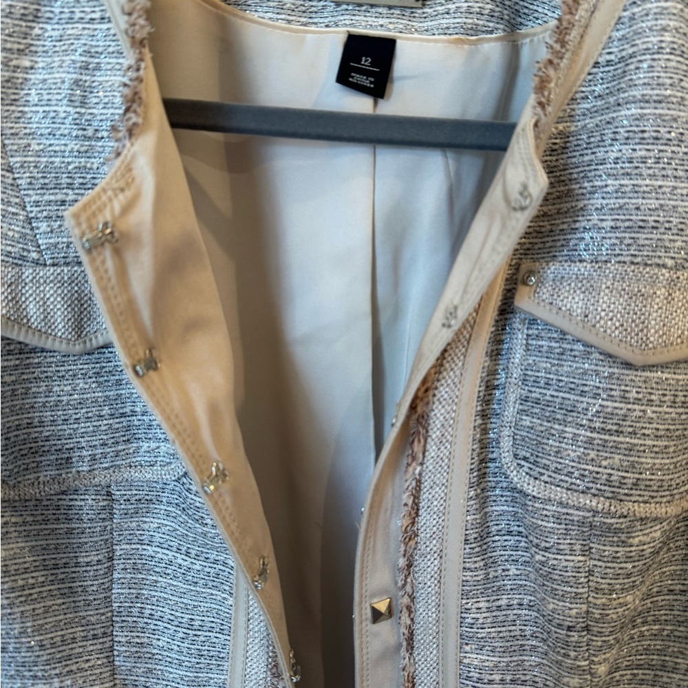 Tan Gray Blazer Suit Jacket